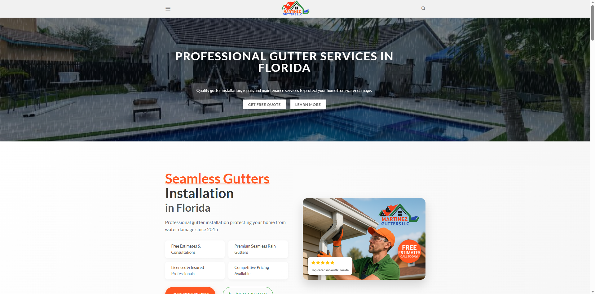Caso de éxito Martinez Gutters - Web Development Florida